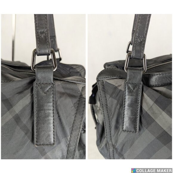 Auth BURBERRY Black/Gray Supernova Check Nylon Buckleigh Tote Bag - Picture 10 of 12